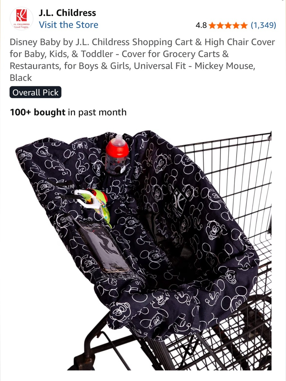 J.L. Childress Disney Mickey Mouse Shopping Cart High Chair Cover